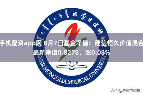 手机配资app网 8月7日基金净值：建信恒久价值混合最新净值0.8278，涨0.08%