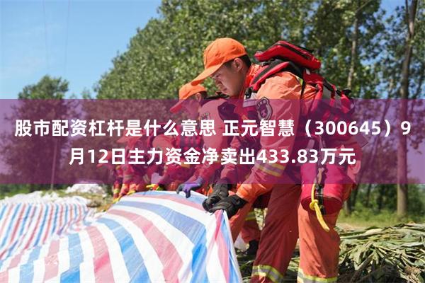 股市配资杠杆是什么意思 正元智慧（300645）9月12日主力资金净卖出433.83万元